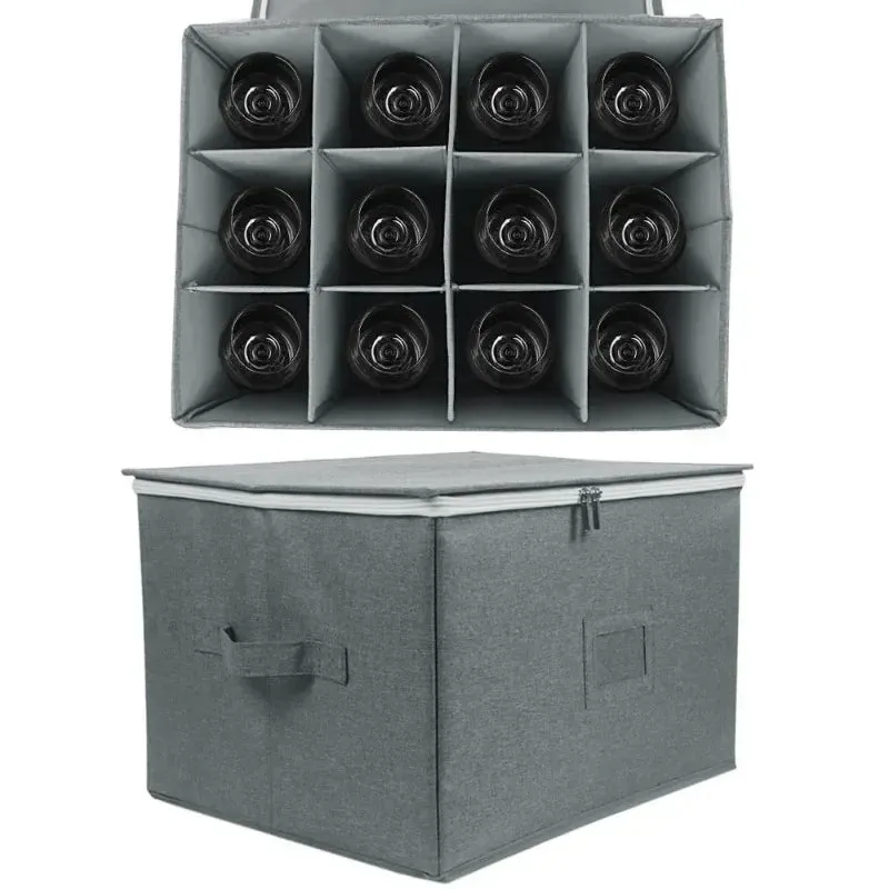 Divided Wine Glass Storage Box 42.5 X 32 X 27 Cm