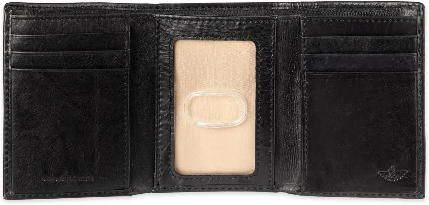 Dockers Men's Extra Capacity Slim Profile Trifold Wallet with Multiple Card Slots and ID Window