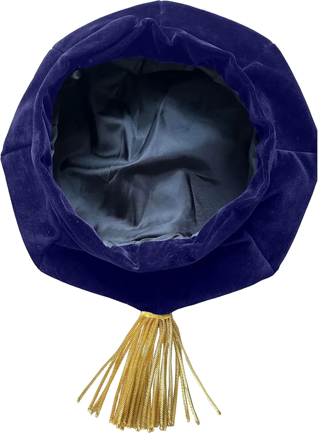 Doctoral Tam with Gold Bullion Tassel Unisex Black Velvet 8 Sided Graduation Tam One Size