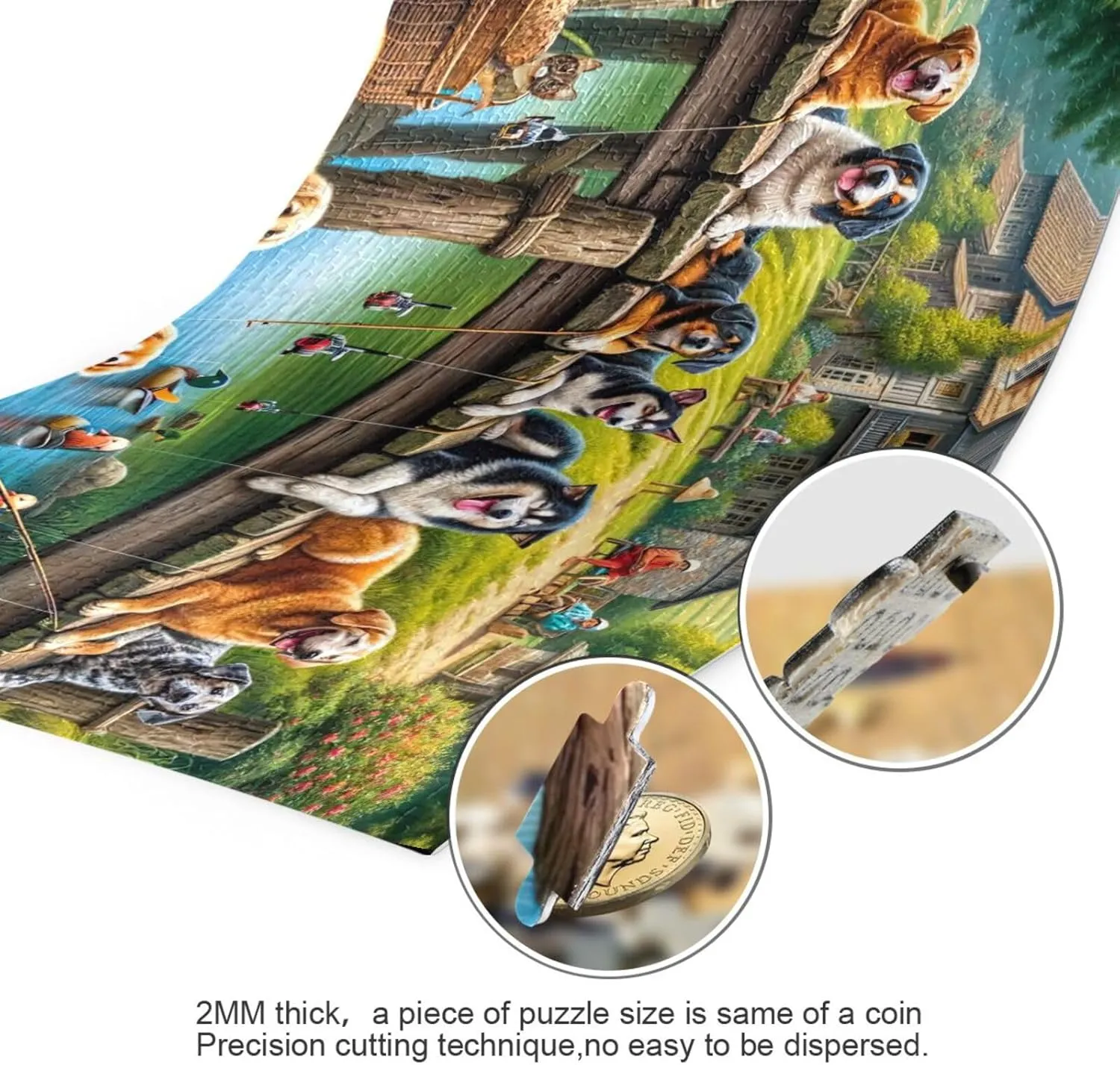 Dogs Fishing Puzzles 500 Piece Jigsaw Puzzle Puzzle Game Home Wall Artwork Funny Puzzle for Adults