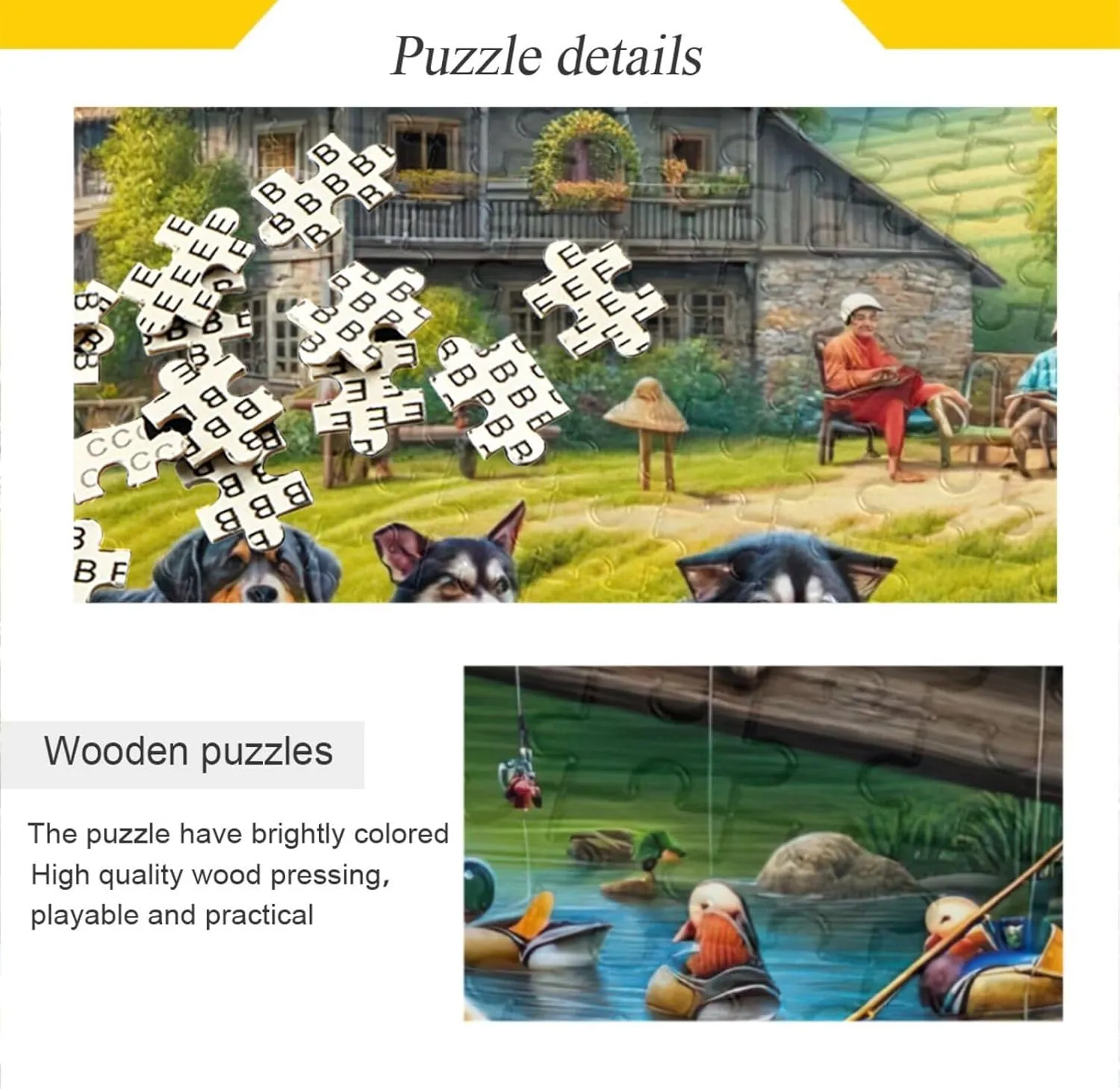 Dogs Fishing Puzzles 500 Piece Jigsaw Puzzle Puzzle Game Home Wall Artwork Funny Puzzle for Adults
