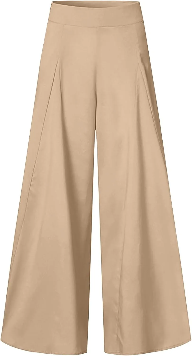 DOLKFU Women High Waist Casual Pants Lightweight Straight Wide Leg Pants Trendy Comfortable Loose Trousers