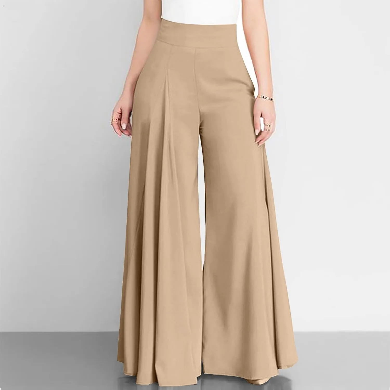 DOLKFU Women High Waist Casual Pants Lightweight Straight Wide Leg Pants Trendy Comfortable Loose Trousers