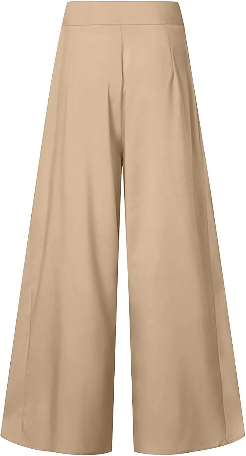 DOLKFU Women High Waist Casual Pants Lightweight Straight Wide Leg Pants Trendy Comfortable Loose Trousers