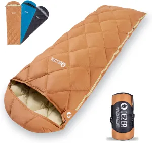 Down Sleeping Bag for Adults, Teens - 40-60 600 Fill Power Duck Down Ultralight Backpacking Bag With Compression Sack