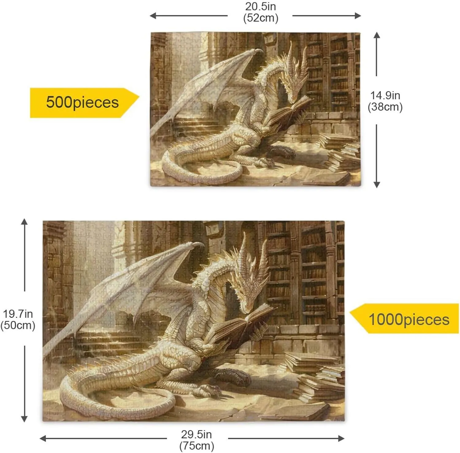 Dragon Book Jigsaw Puzzles 500 Pieces for Adults,Learning Educational Puzzles,Difficult and Challenge Families Toys with Mesh Storage Bag 2013854