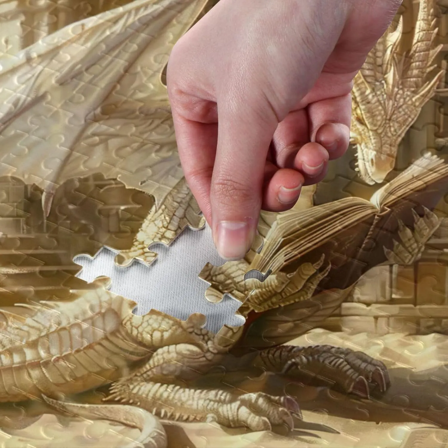 Dragon Book Jigsaw Puzzles 500 Pieces for Adults,Learning Educational Puzzles,Difficult and Challenge Families Toys with Mesh Storage Bag 2013854