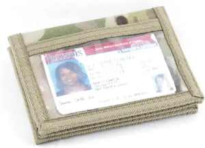 Dual Sided ID Holder. Minimalist Front Pocket. Purse Wallet. Slim. Hook n Loop. USA Made (Multi-Cam)