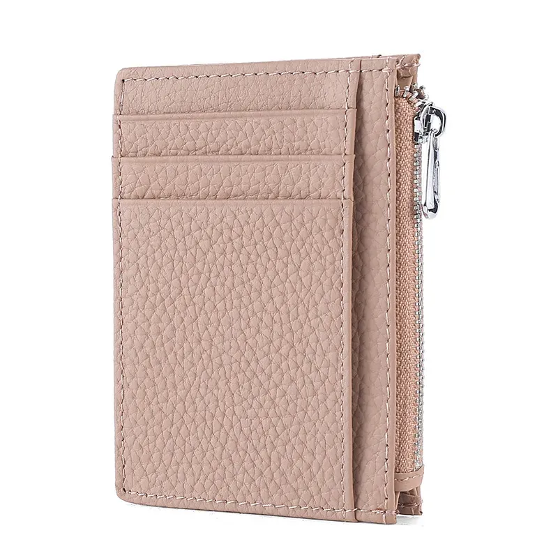 Dusty Pink Genuine Leather Slim Card Holder
