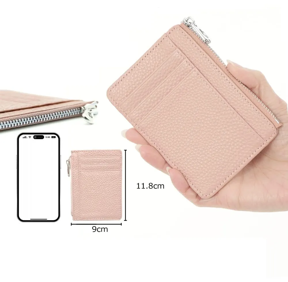 Dusty Pink Genuine Leather Slim Card Holder