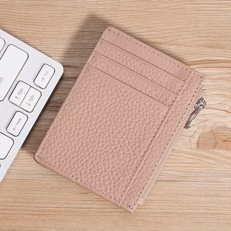 Dusty Pink Genuine Leather Slim Card Holder