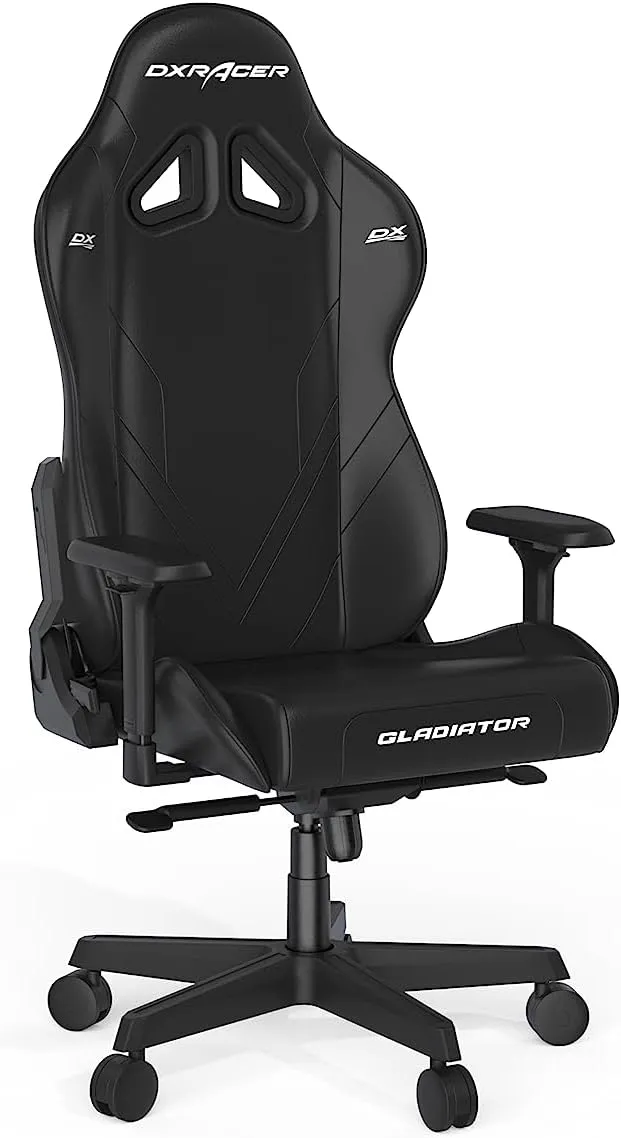 DXRacer Gaming Chair with 4D Armrest, Premium PVC Leather Racing Office Computer Recliner with Ergonomic Headrest and Lumbar Support, Black