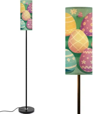 Easter Eggs Colored Easter Eggs Seamless Border Modern Floor Lamp Minimalist Standing Lamps for Living Room LED Corner Lamp Remote Control Metal Pole Lamp for Bedroom, Reading