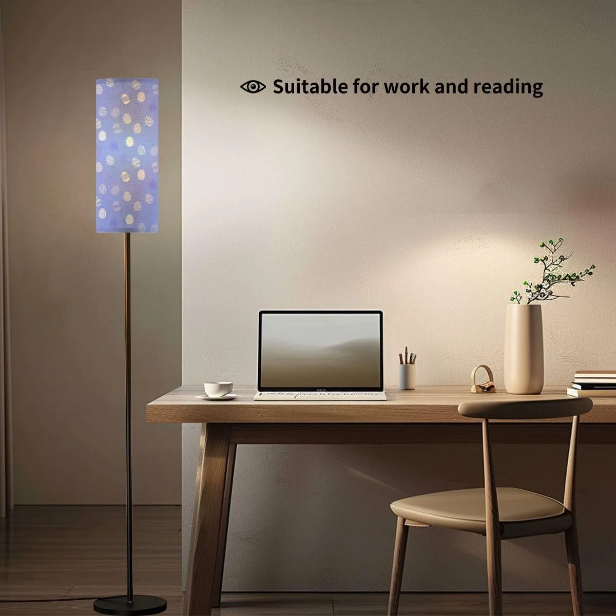Easter Eggs Pattern Flat Style Easter Egg Seamless Modern Floor Lamp Minimalist Standing Lamps for Living Room LED Corner Lamp Remote Control Metal Pole Lamp for Bedroom, Reading