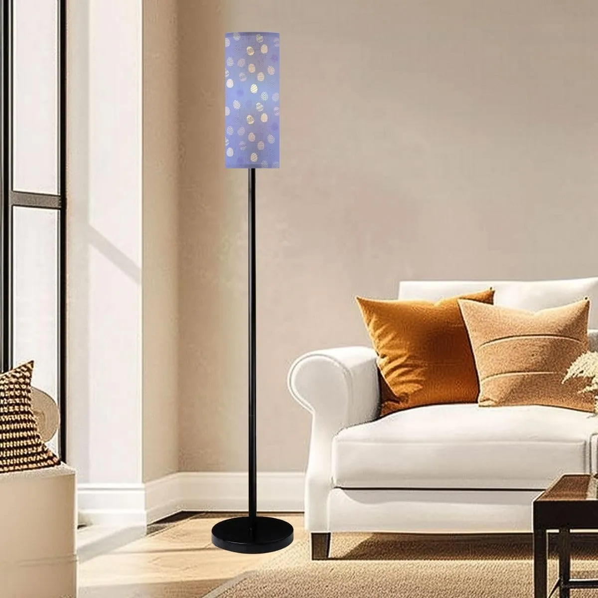 Easter Eggs Pattern Flat Style Easter Egg Seamless Modern Floor Lamp Minimalist Standing Lamps for Living Room LED Corner Lamp Remote Control Metal Pole Lamp for Bedroom, Reading
