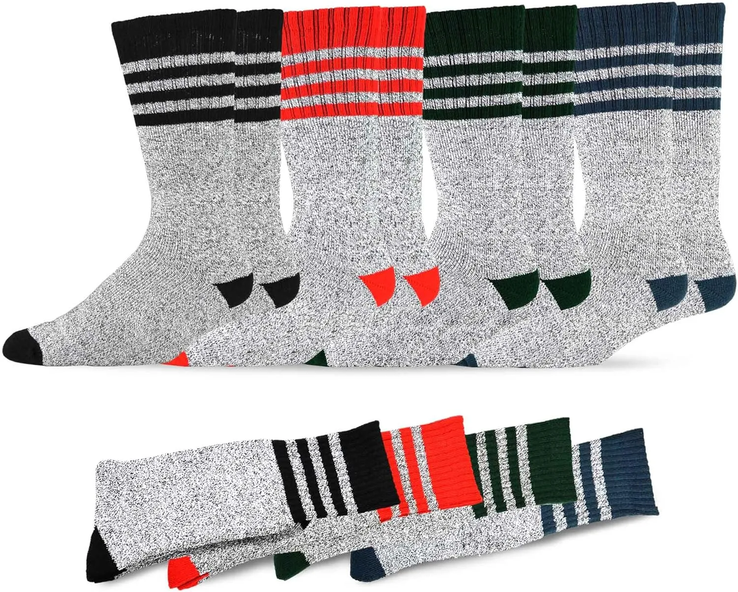 Eco Friendly Heavy Weight Recyled Cotton Winter Thermal Boot Socks Multi Pair for Women Men