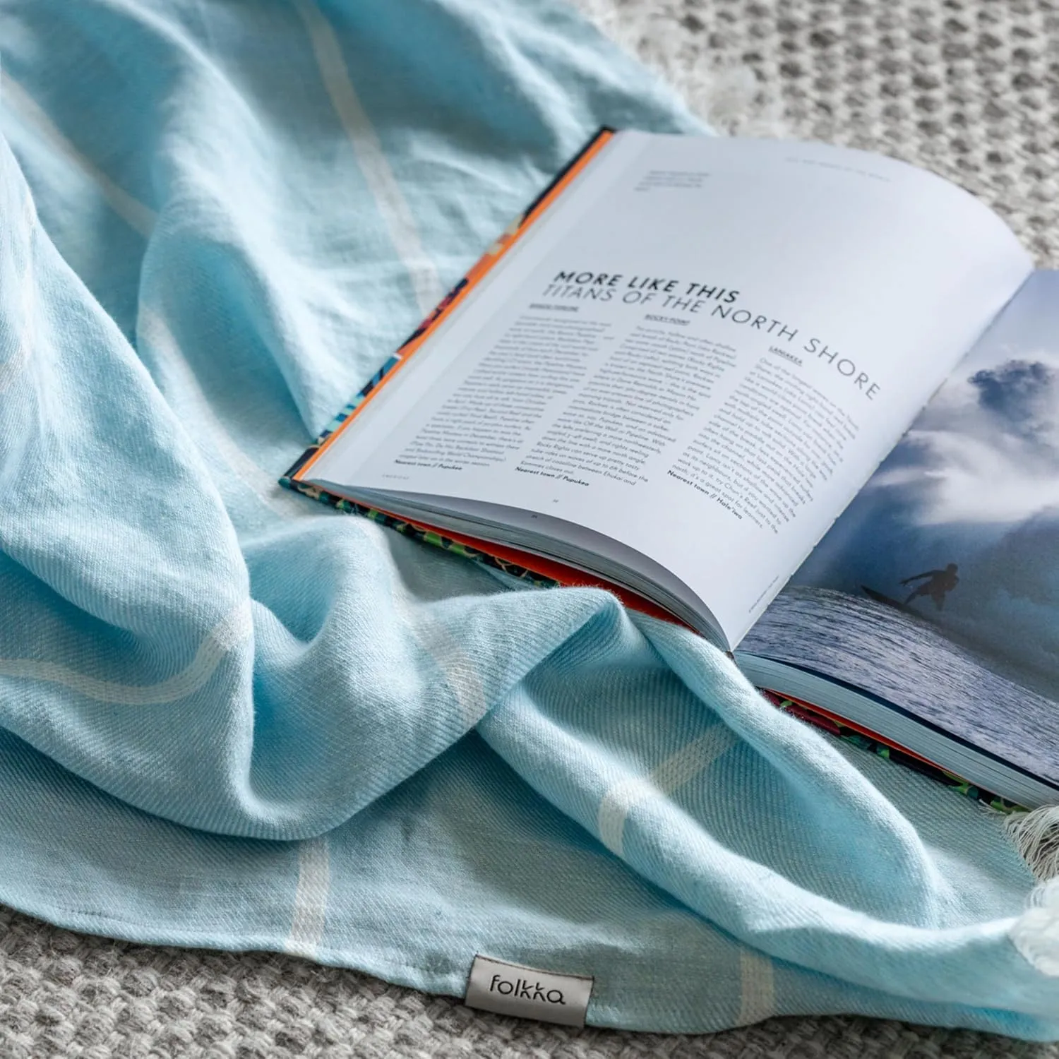 Eden 100% Linen Blanket – Premium European Woven Throw – Extra Large 45x78 in – Multi-Purpose Beach Towel, Sofa Throw, Summer Plaid – Lightweight, Softened, Striped – Made in Europe (Blue/White)