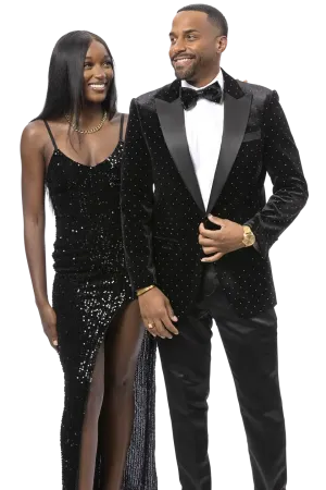 EJ Samuel J195 Black Velvet Blazer