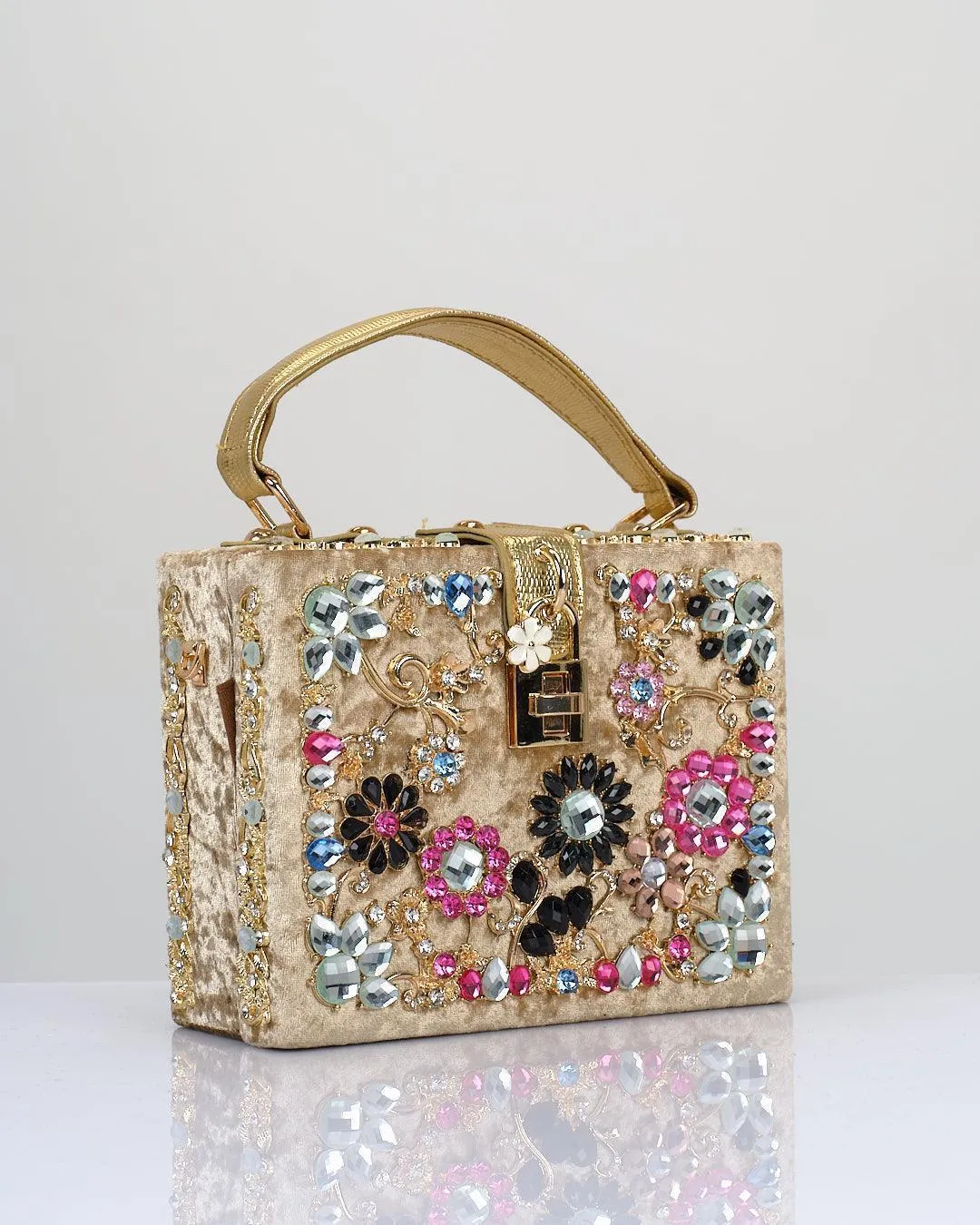 EMBELLISHED VELVET HANDBAG