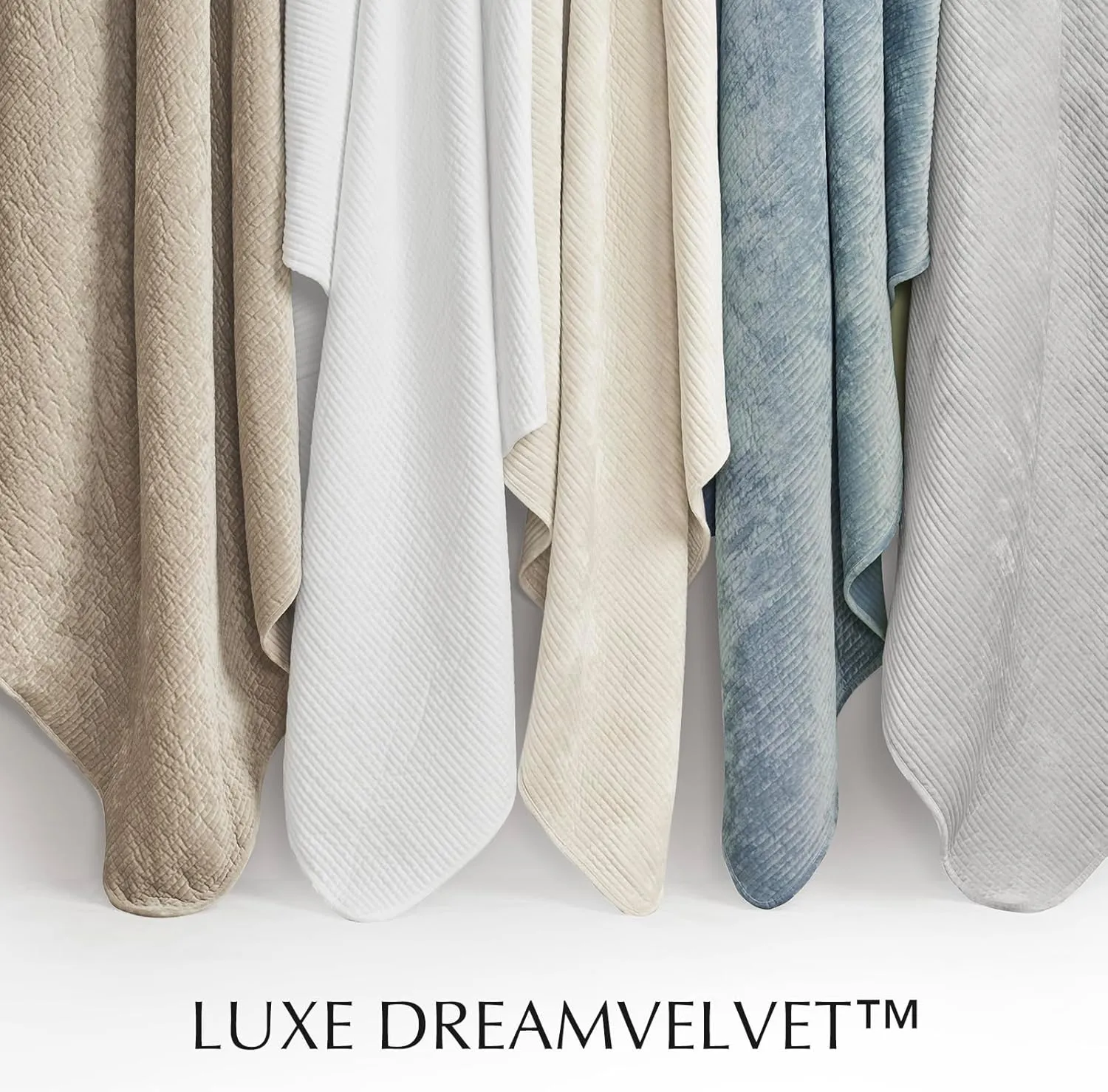 EVERGRACE Velvet Quilt Set Queen Size, Luxurious Soft Quilted Bedding Sets, Lightweight Velvet Comforter for All Season, Striped Channel Bedspread Coverlet with 2 Shams, Urban Taupe