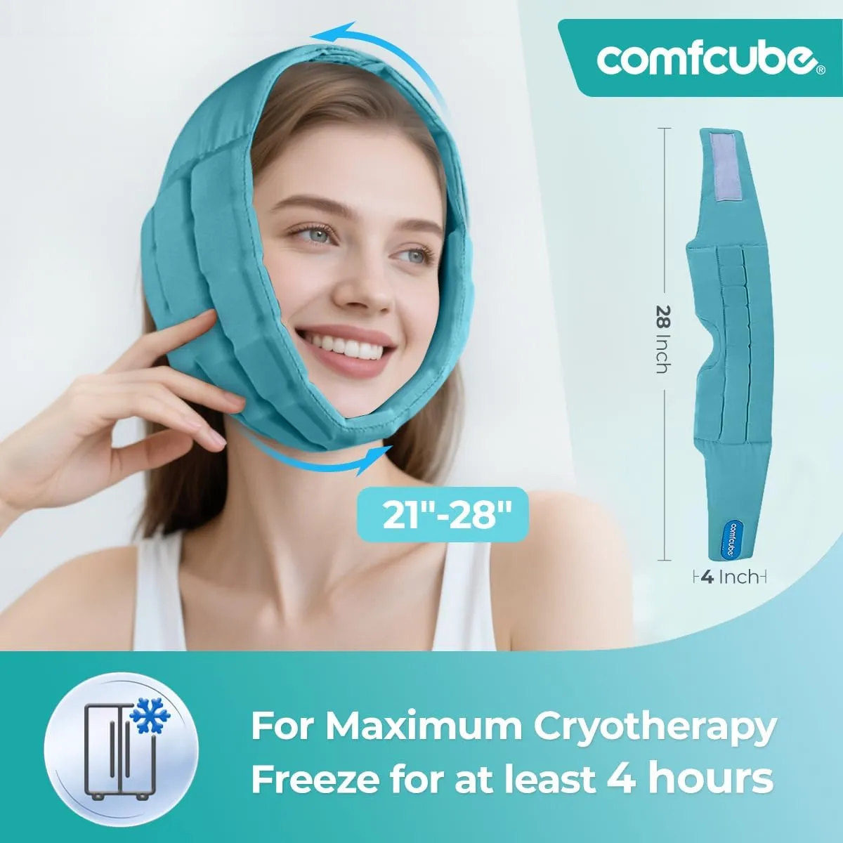 Face Ice Pack for Wisdom Teeth Removal, 2 Hours Long Lasting Cold Therapy Flexible Snug Fit Wisdom Teeth Ice Pack Head Wrap for Oral Surgery, TMJ, Jaw Pain, Cosmetic Injection