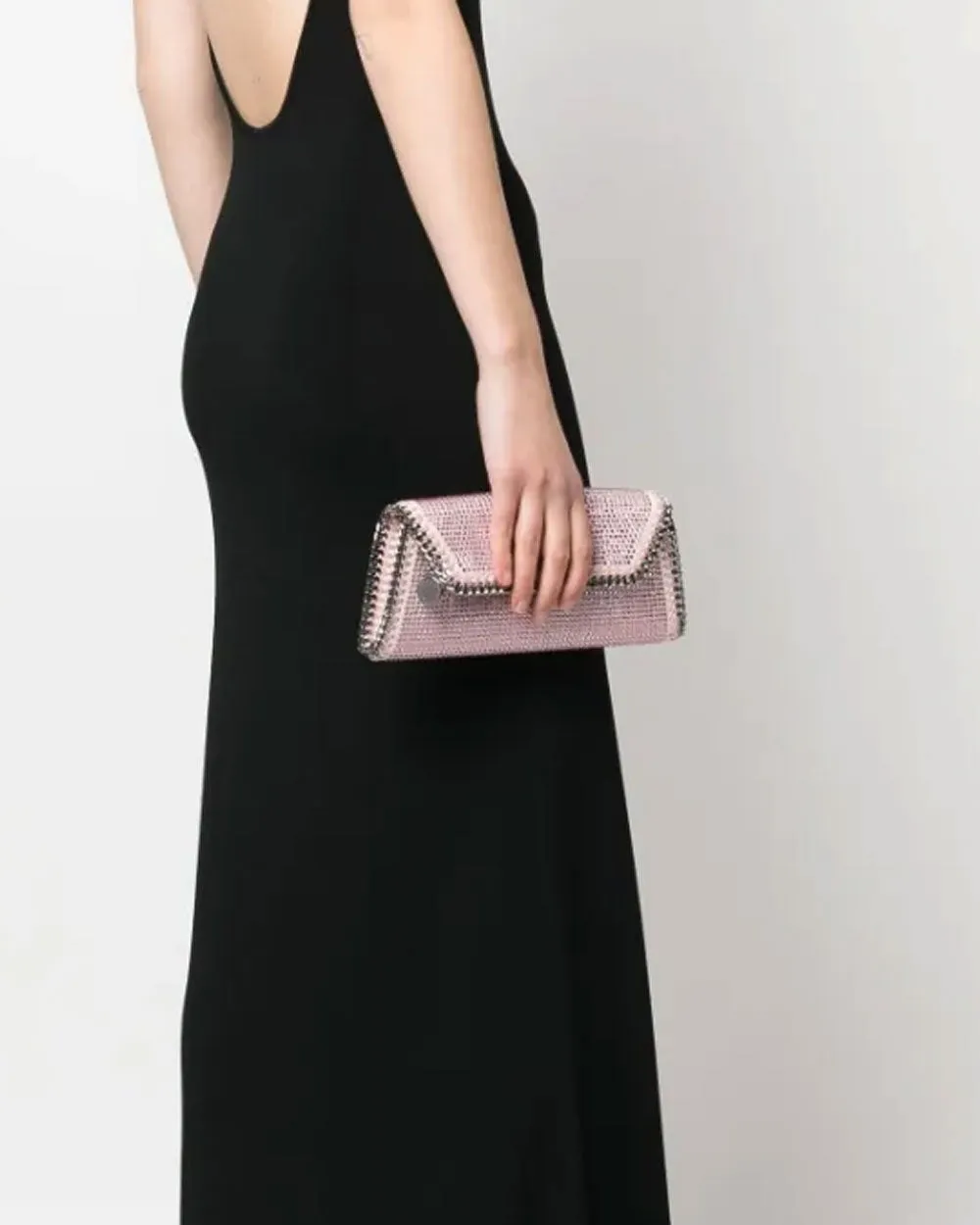 Falabella Crystal Embellished Clutch in Rose