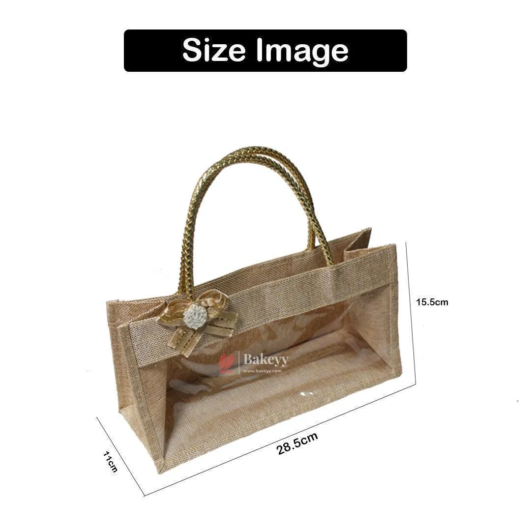 Fancy Jute Bag With Handle | Printed Potli Jute Bag | Window Jute Bag | Gift Return Gifts Bags |
