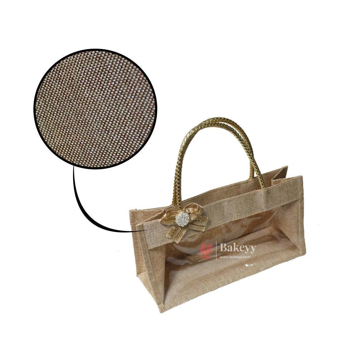 Fancy Jute Bag With Handle | Printed Potli Jute Bag | Window Jute Bag | Gift Return Gifts Bags |