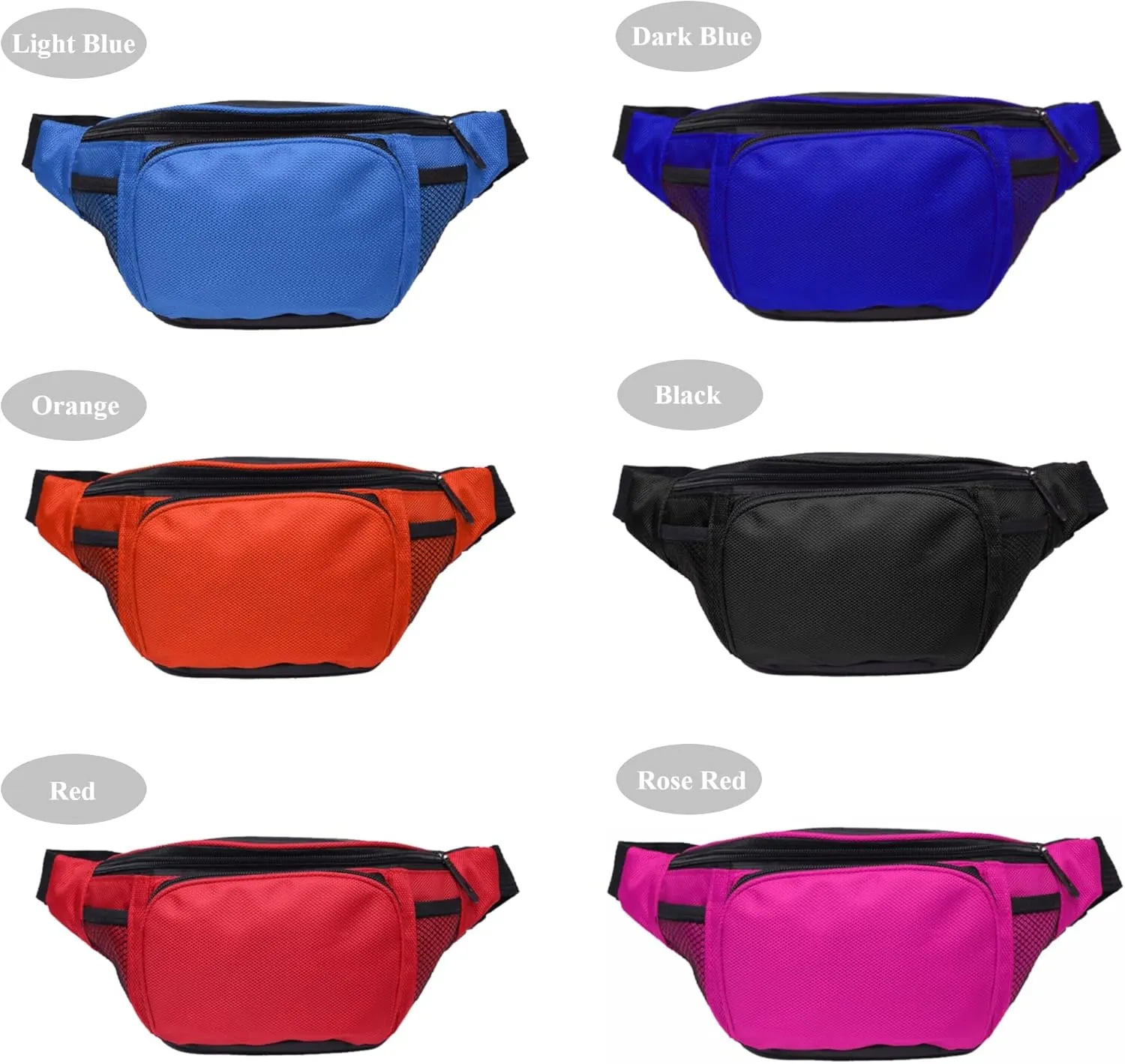 Fanny Pack For Men Women Nylon Zipper Waist Crossbody Waterproof Bag (Orange)
