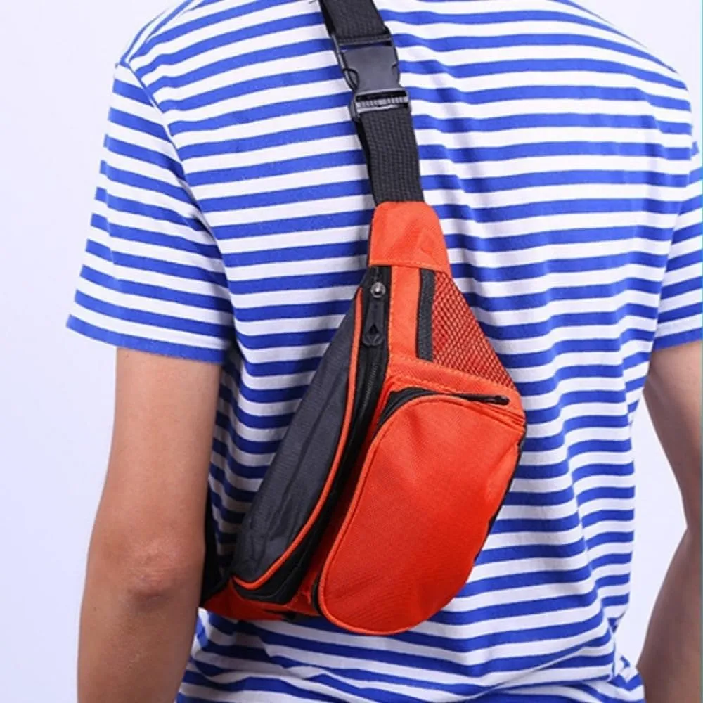 Fanny Pack For Men Women Nylon Zipper Waist Crossbody Waterproof Bag (Orange)
