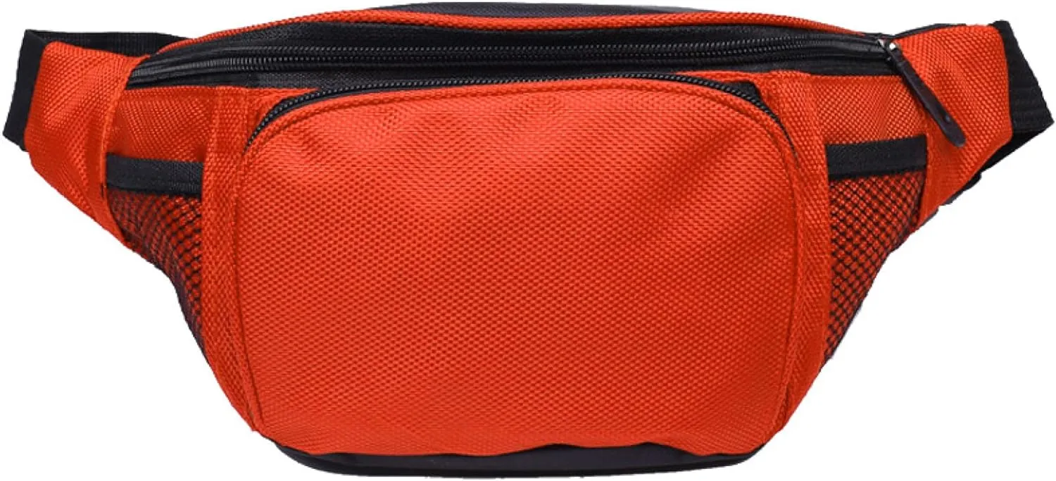 Fanny Pack For Men Women Nylon Zipper Waist Crossbody Waterproof Bag (Orange)