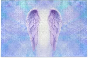 Fantasy Angel Wings Purple Jigsaw Puzzles 500 Pieces Adult Kids Teens Piece Puzzle Leisure Game Toy Home Decor DIY Educational Gift with Mesh Storage Bag