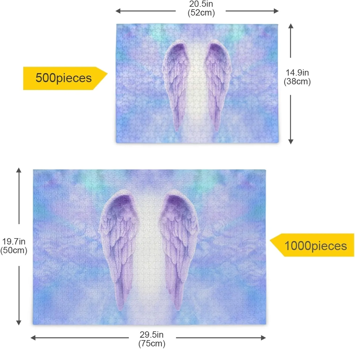 Fantasy Angel Wings Purple Jigsaw Puzzles 500 Pieces Adult Kids Teens Piece Puzzle Leisure Game Toy Home Decor DIY Educational Gift with Mesh Storage Bag