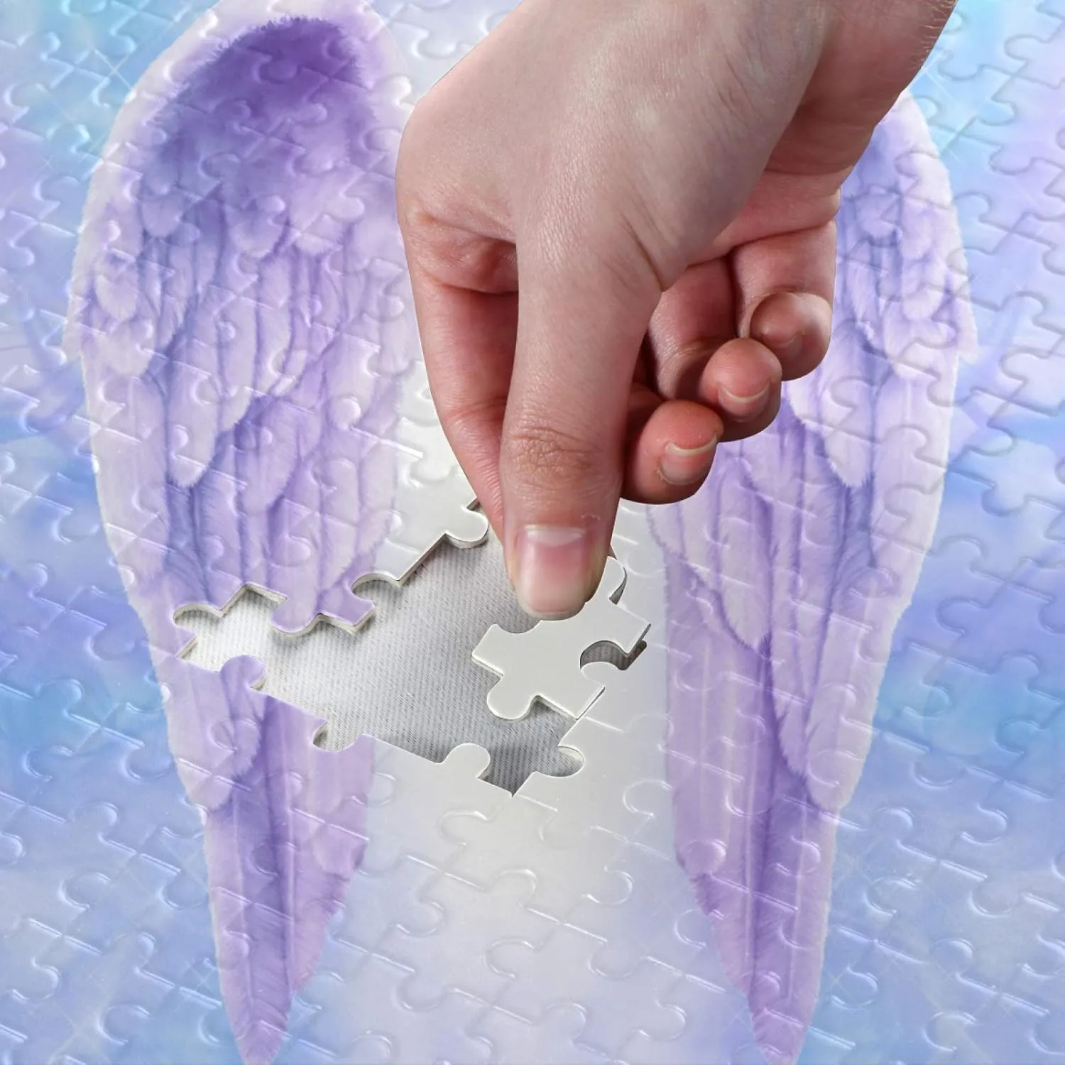 Fantasy Angel Wings Purple Jigsaw Puzzles 500 Pieces Adult Kids Teens Piece Puzzle Leisure Game Toy Home Decor DIY Educational Gift with Mesh Storage Bag