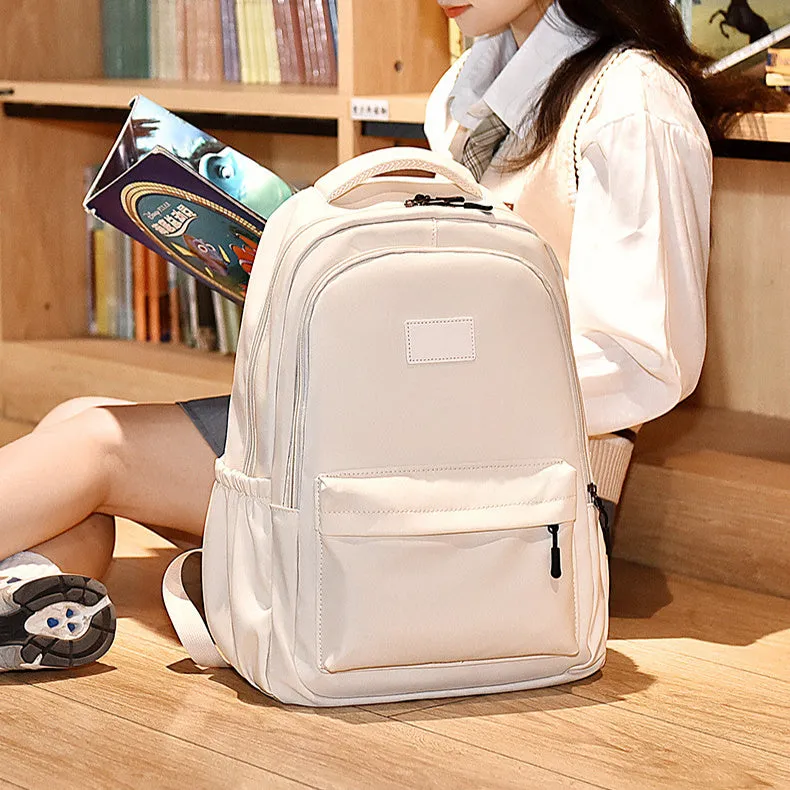 Fashion Oxford Backpack Waterproof Large Capacity Junior High School Students Schoolbag Girls Solid Campus Travel Bags Women