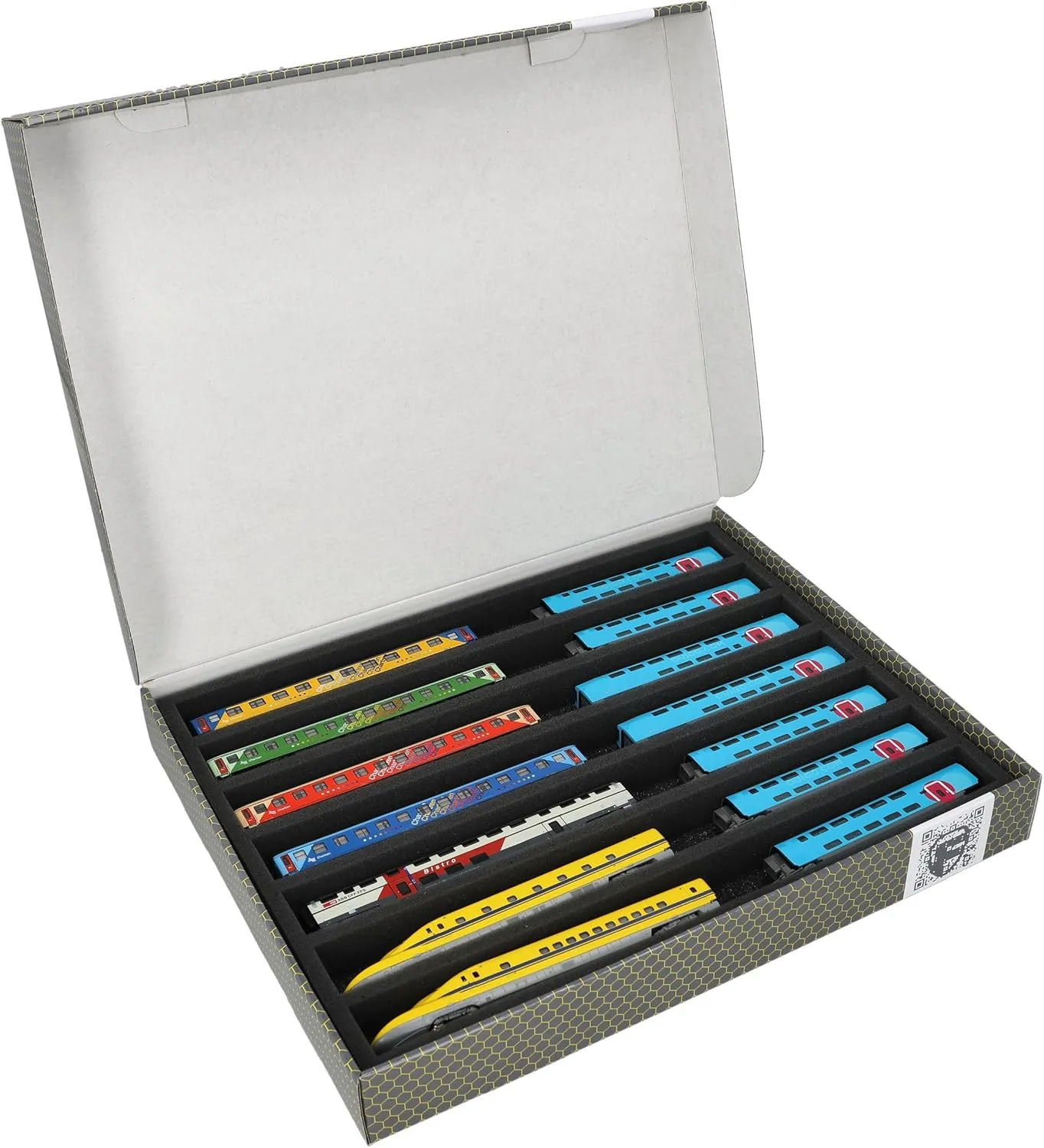 Feldherr Storage Box FSLB040 for Model Railway locomotives, Wagons and Vehicles - 7 Slots for N Gauge Horizontal