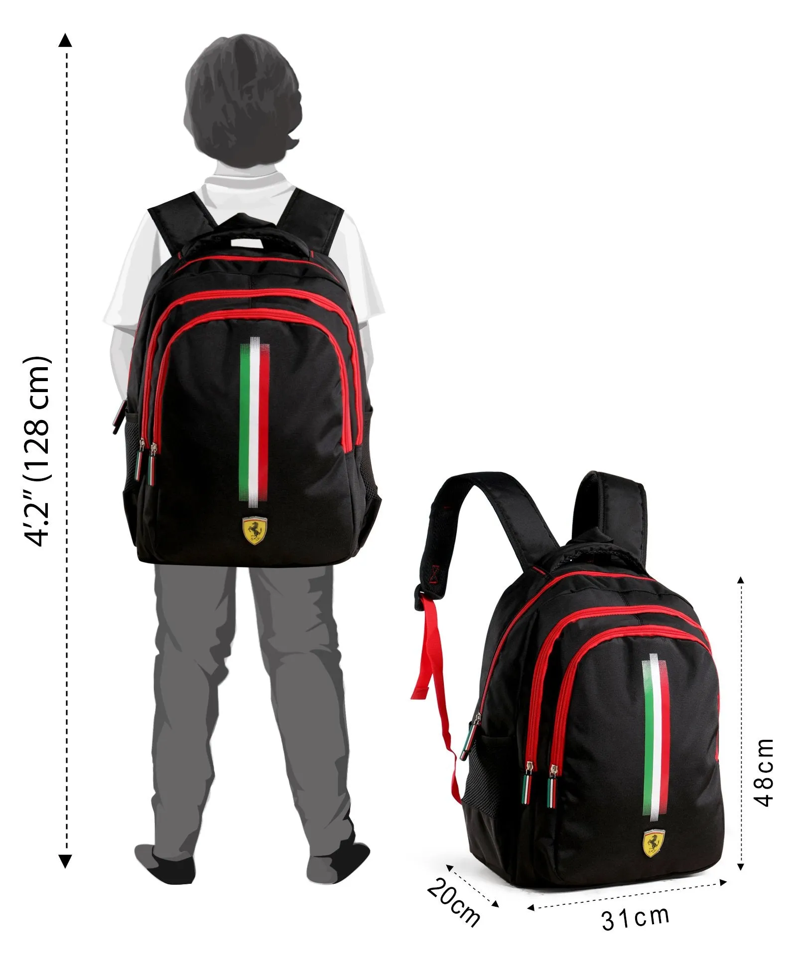 Ferrari Classic Style School Bag -Backpack (19 Inches) | Simba