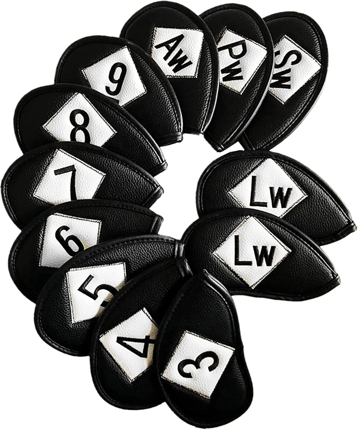 FINGER TEN Golf Iron Head Covers Value 12 Piece Set, Synthetic Leather Deluxe Club Headcover, Universal Fit Main Iron Clubs Gift Set