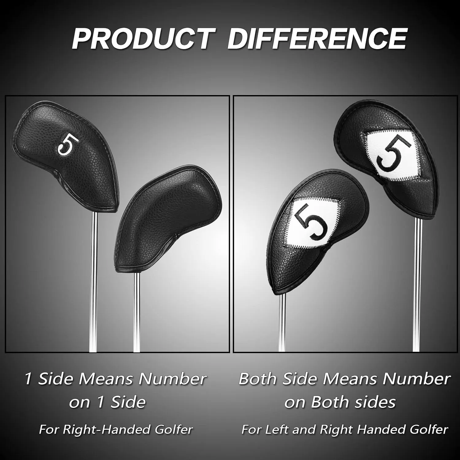 FINGER TEN Golf Iron Head Covers Value 12 Piece Set, Synthetic Leather Deluxe Club Headcover, Universal Fit Main Iron Clubs Gift Set