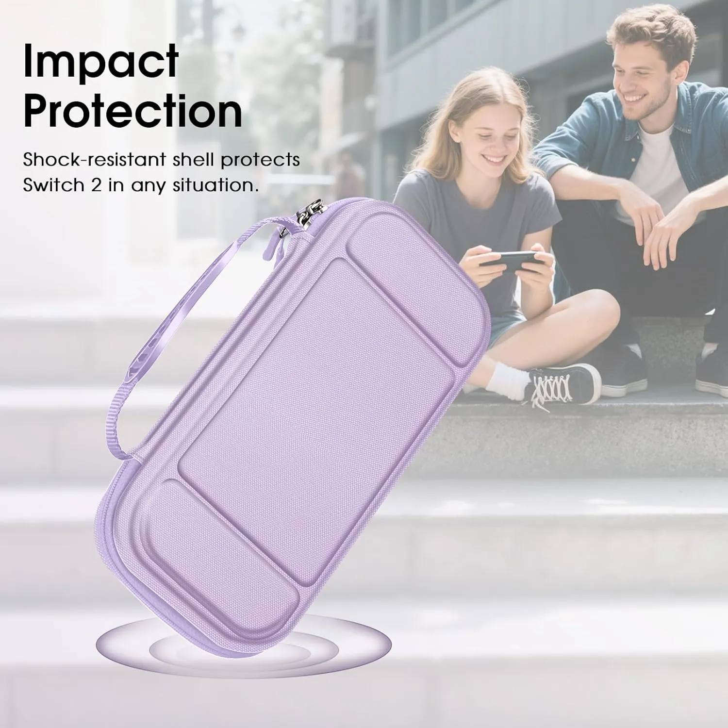 FINTIE Carrying Case for Nintendo Switch 2 (2025), [Shockproof] Hard Shell Protective Cover Portable Travel Bag with 20 Game Card Slots & Inner Pocket for Accessories (Lilac Purple)