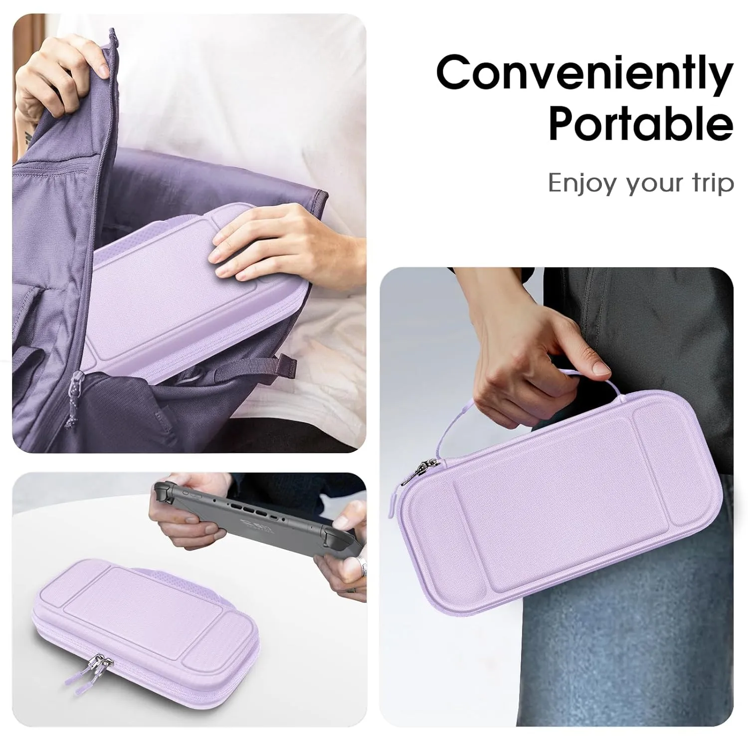 FINTIE Carrying Case for Nintendo Switch 2 (2025), [Shockproof] Hard Shell Protective Cover Portable Travel Bag with 20 Game Card Slots & Inner Pocket for Accessories (Lilac Purple)