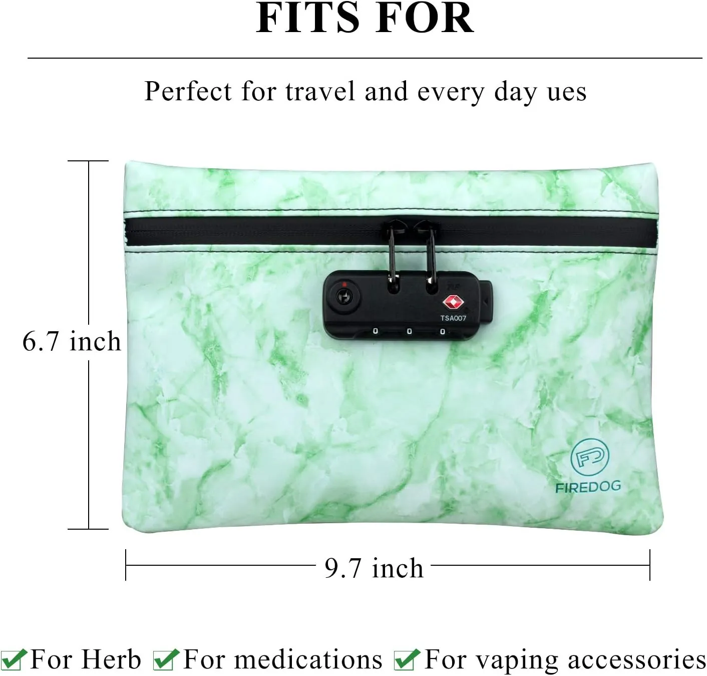 FIREDOG Smell Proof Bag with Lock, 6x9 Odor Proof Pouch Case Container for Travel Stash Storage