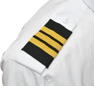 First Officer's Pilot Epaulets - Three Bars Gold Nylon on Black