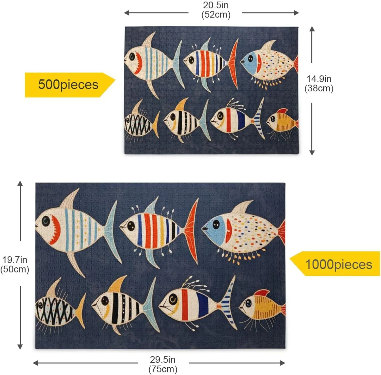 Fish Print Jigsaw Puzzles 1000 Pieces Toy Games Educational Gift Home Decor for Adults Kids A111430