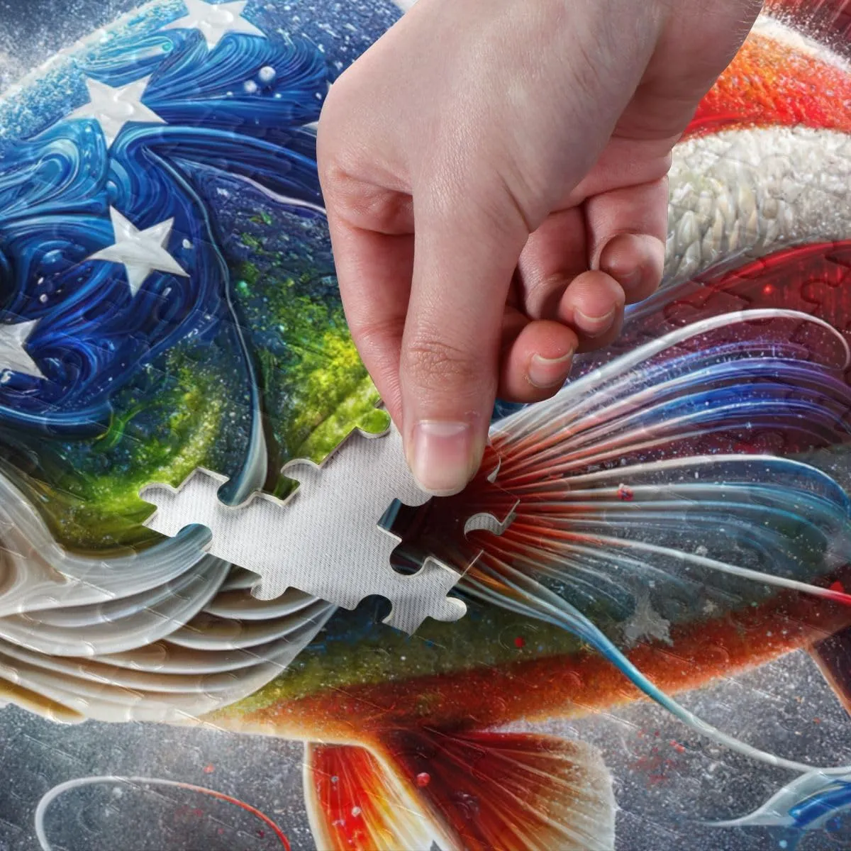 Fish USA Flag Puzzle 500 Piece Jigsaw Puzzle Challenging Puzzle Game for Adults, Families