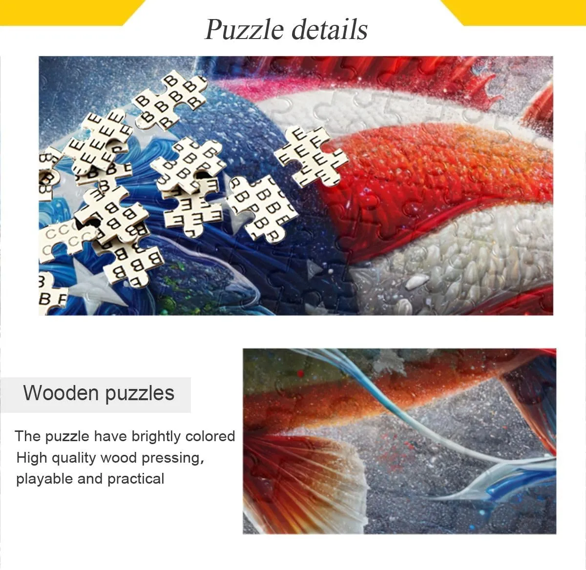 Fish USA Flag Puzzle 500 Piece Jigsaw Puzzle Challenging Puzzle Game for Adults, Families