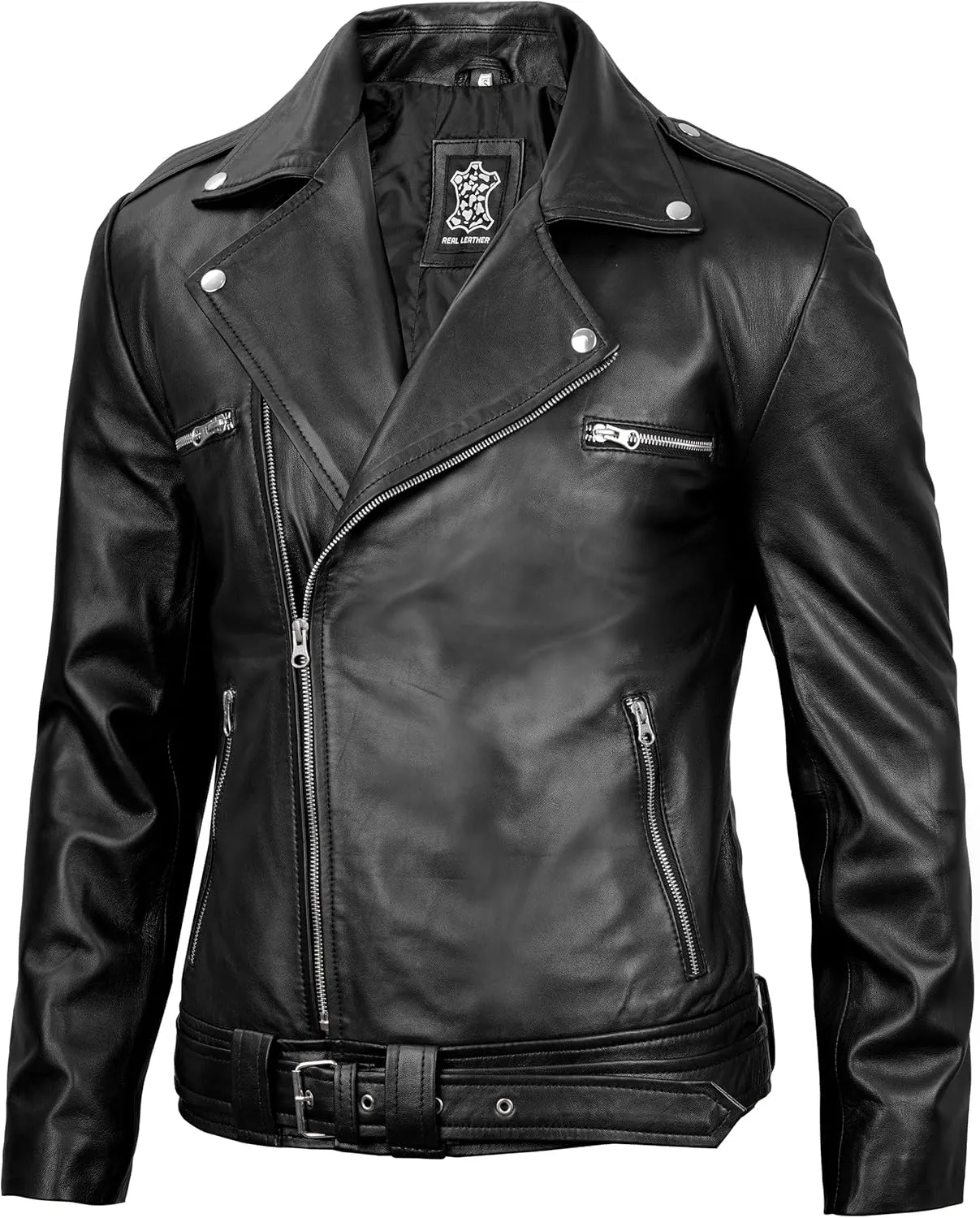 fjackets Asymmetrical Style Men's Leather Jacket - Premium Lambskin Leather Jackets Men