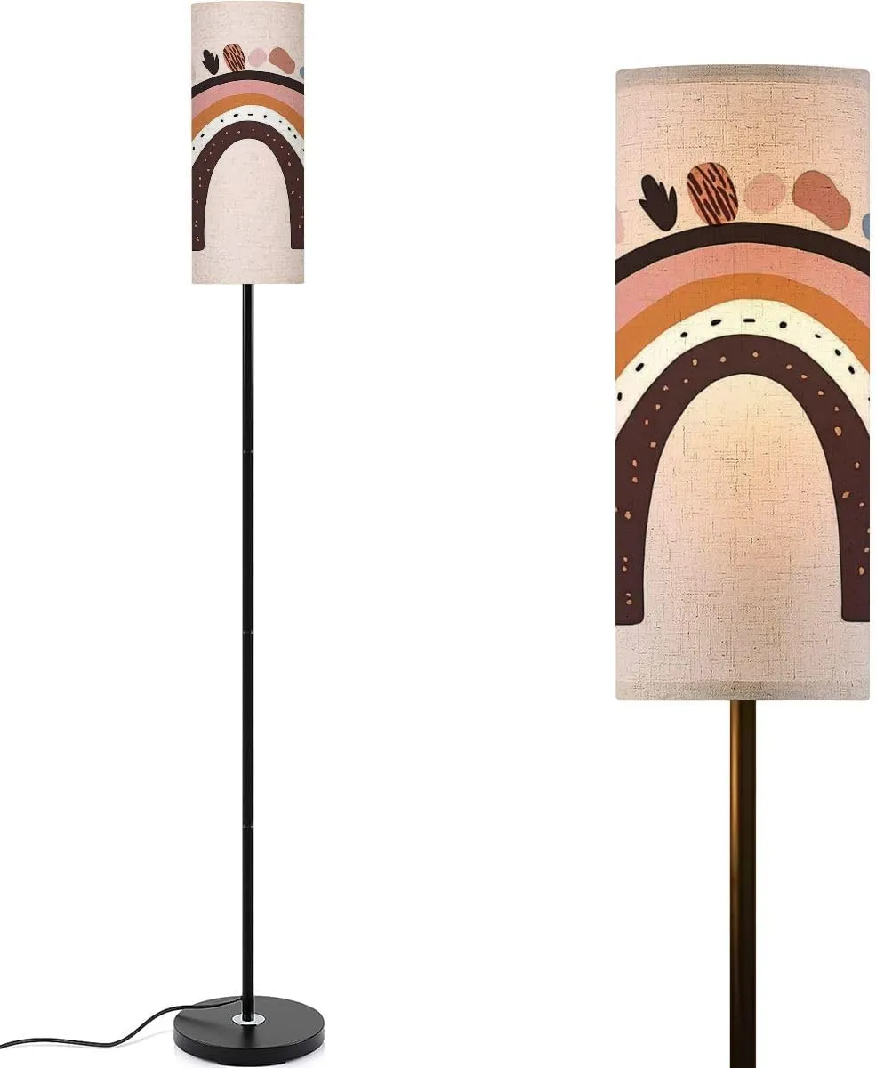 Floor Lamp for Living Room Boho Rainbow Print for playroom Kids Flat Light Stand Lamp with Remote Control Dimmable LED Tall Lamps for Bedrooms Reading Western Home Decor