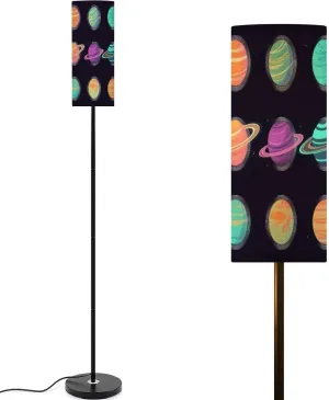 Floor Lamp for Living Room Colorful cartoon planets flat kit Fantasy abstract space objects Light Stand Lamp with Remote Control Dimmable LED Tall Lamps for Bedrooms Reading Western Home Decor