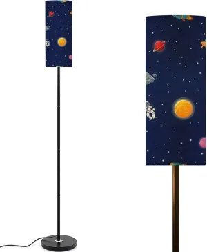Floor Lamp for Living Room Flat cartoon style funny pattern Astronaut space Cute for kids fabric Light Stand Lamp with Remote Control Dimmable LED Tall Lamps for Bedrooms Reading Western Home Decor